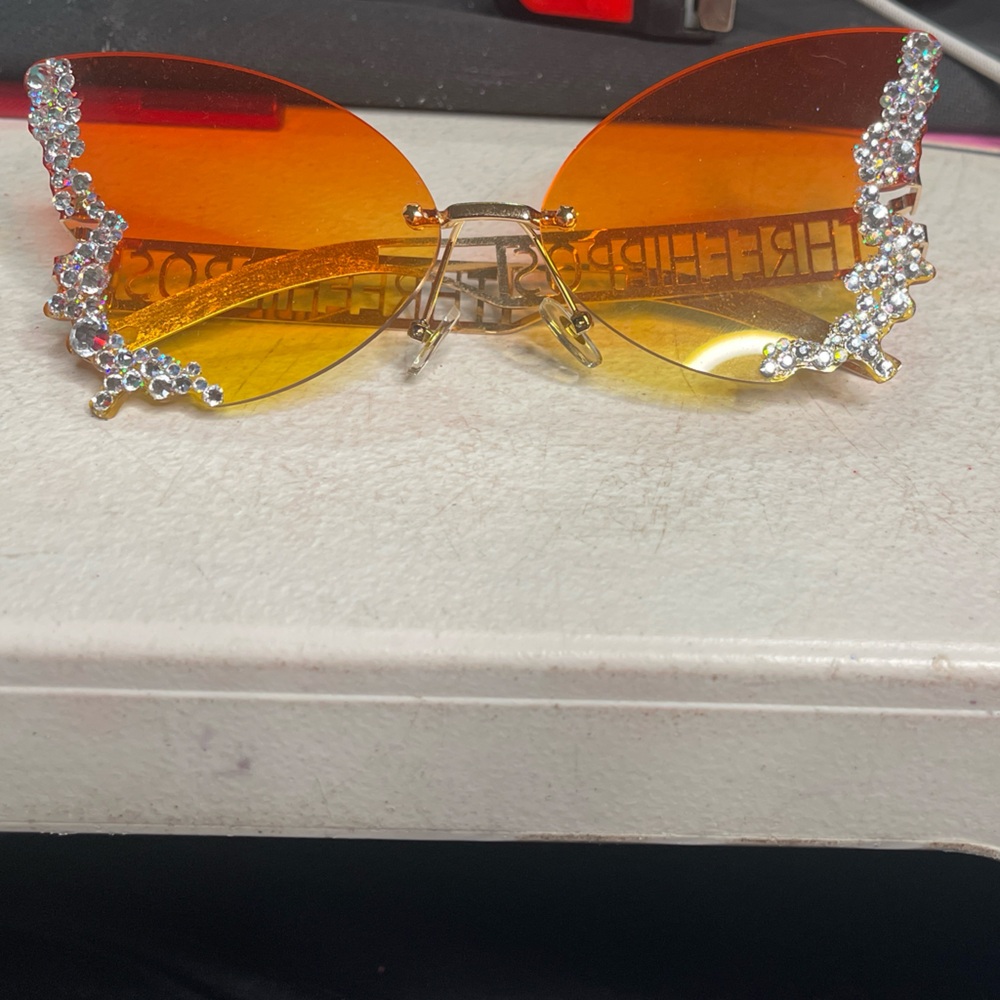 Vibrant Orange Butterfly Sunglasses Trendy Eye-Catching Shades
